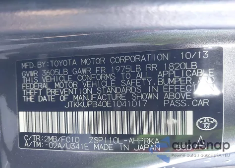 2014 Scion Xd из США, поврежденный, VIN JTKKUPB40E1041017